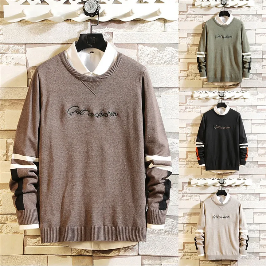 Мужские свитера осень 2019 новый пуловер с круглым воротником Мужская брендовая
