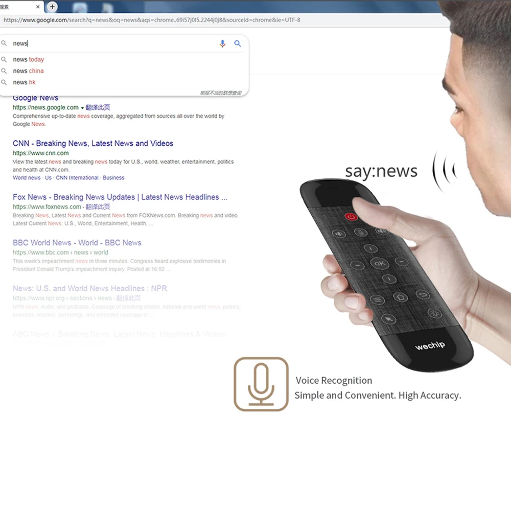 Пульт дистанционного управления Wechip W2 Pro Air Mouse с микрофоном и гироскопом 2 4