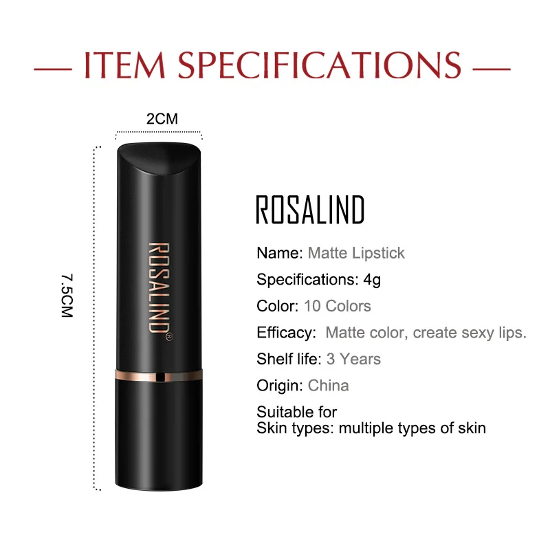 ROSALIND Lipstick Makeup Matt Waterproof Long Lasting New Sexy Red Pomade Nude Glazed For Women Cosmetics |