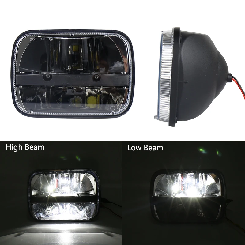 Квадратные Автомобильные светодиодные фары дальнего света 5x7 дюймов для Jeep Wrangler