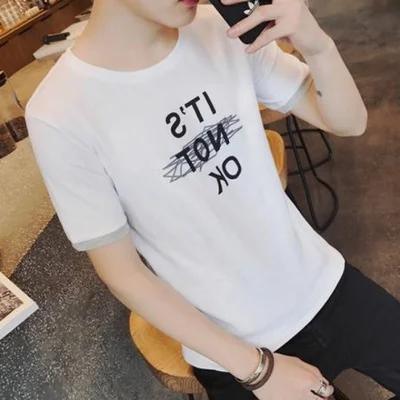 

New comfortable tight-fitting wild men's clothing lapel men's t-shirt short-sleeved tide men's self-cultivation