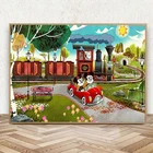 Постер Disney land Mickie and Minnie's Runaway, железная дорога, Уолт, Disney World Goofy, Картина на холсте, настенное искусство, домашний декор