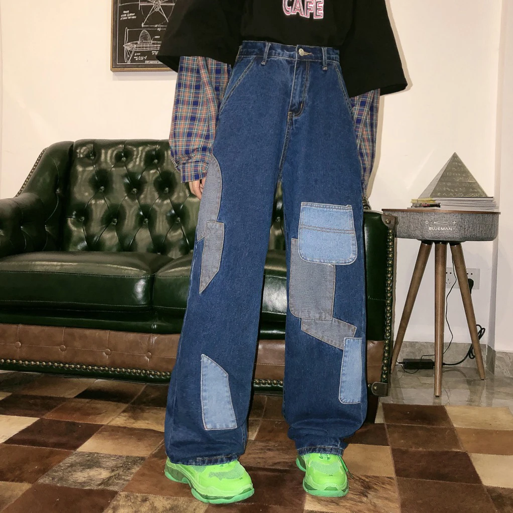 Женские прямые джинсы трубы в гонконгском стиле свободные тонкие с высокой