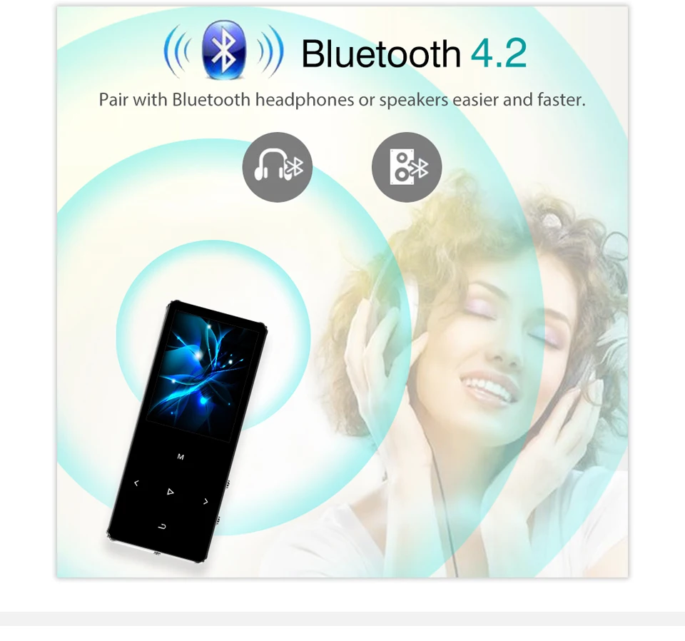 REDANT HIFI MP3 Player with Bluetooth 4.2 FM Radio Touch Key 1.8 Screen mini mp3 sport MP 3 music player portable metal walkman