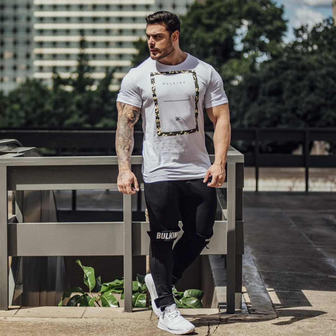 Модные новые мужские хлопковые спортивные штаны для бодибилдинга тренировок