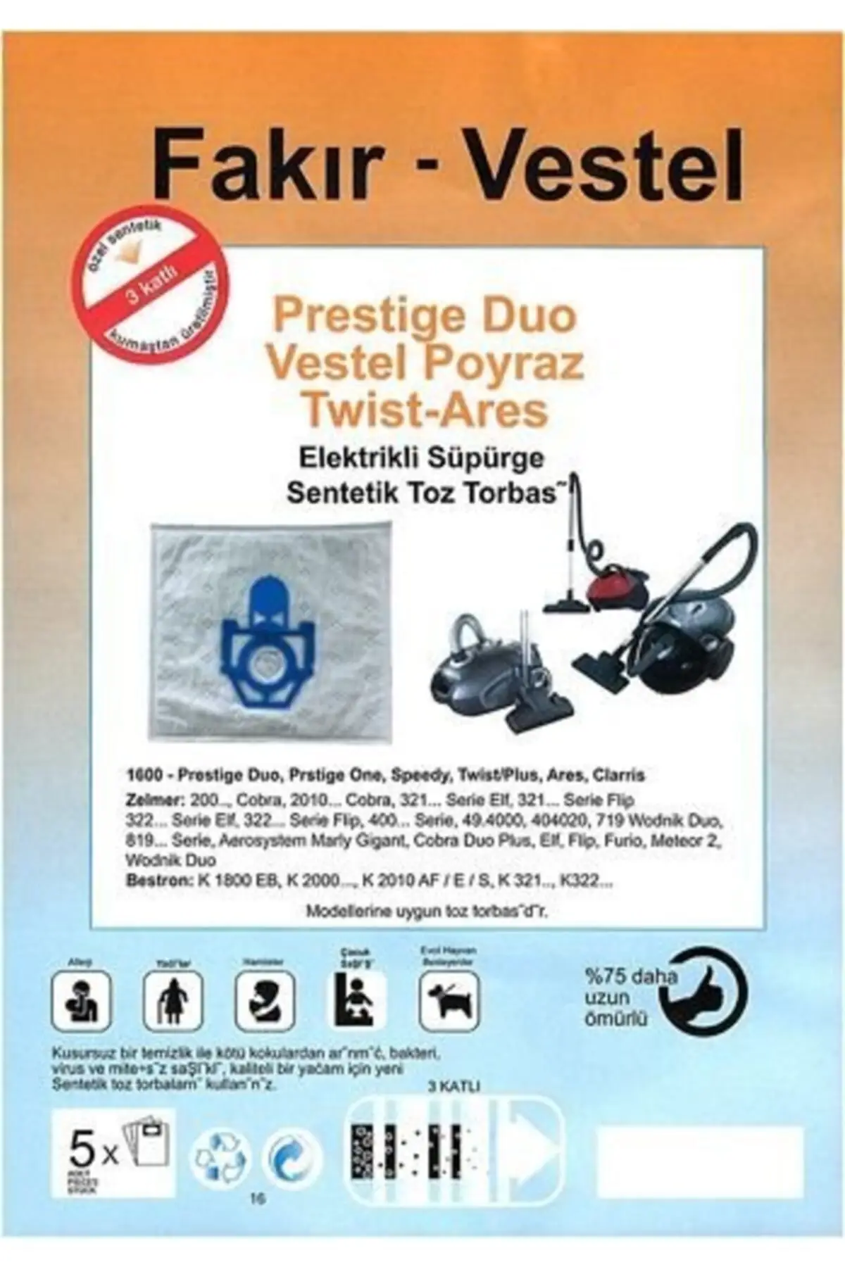 

MHK Parts Prestige Duo Vacuum Cleaner Bag Cloth 5 Pcs