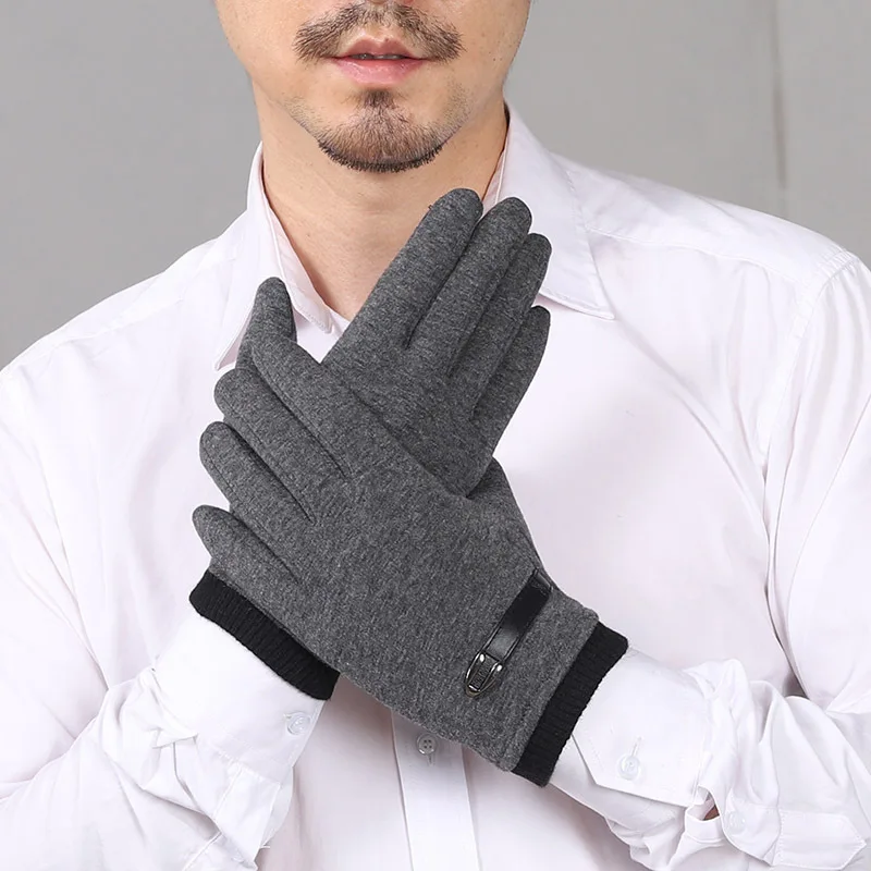 Мужские зимние перчатки с сенсорным экраном осень полный палец черный серый цвет