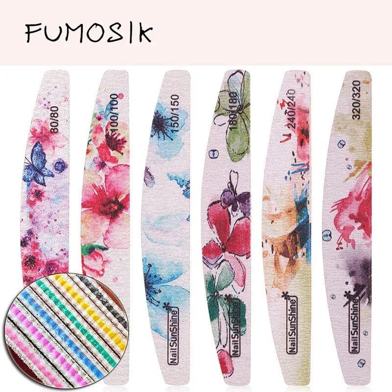 

New Nail File Flower Printed Nail buffer Block Colorful Lime a ongle 80/100/150/180/240/320 Manicure Tools Nail Care Tools