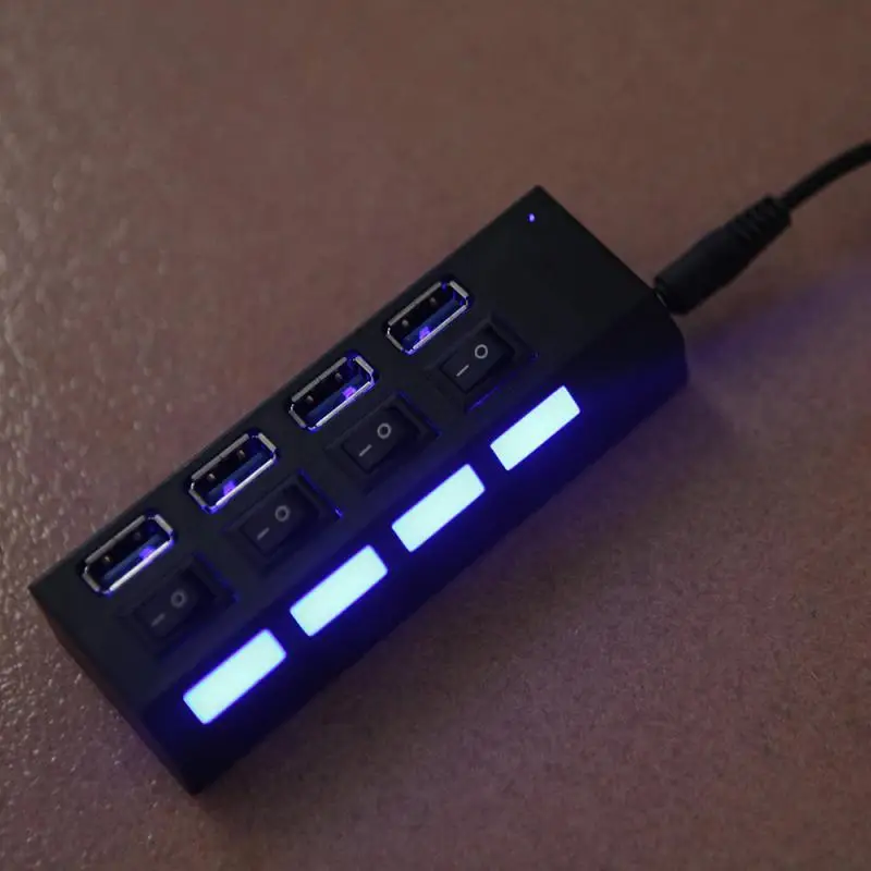 

4-Port USB 2.0 Multi Charger Hub High Speed Adapter ON/OFF Switch Laptop/PC four USB 2.0 A-type female interface USB Hubs TXTB1