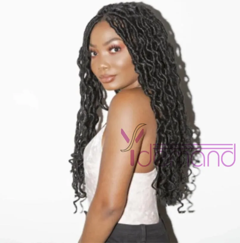 

Y demand Long Black Braids Wigs Goddess Faux Locs Hair 24inch Dreads Natural Braid Large Synthetic Wig For Black Women/Men