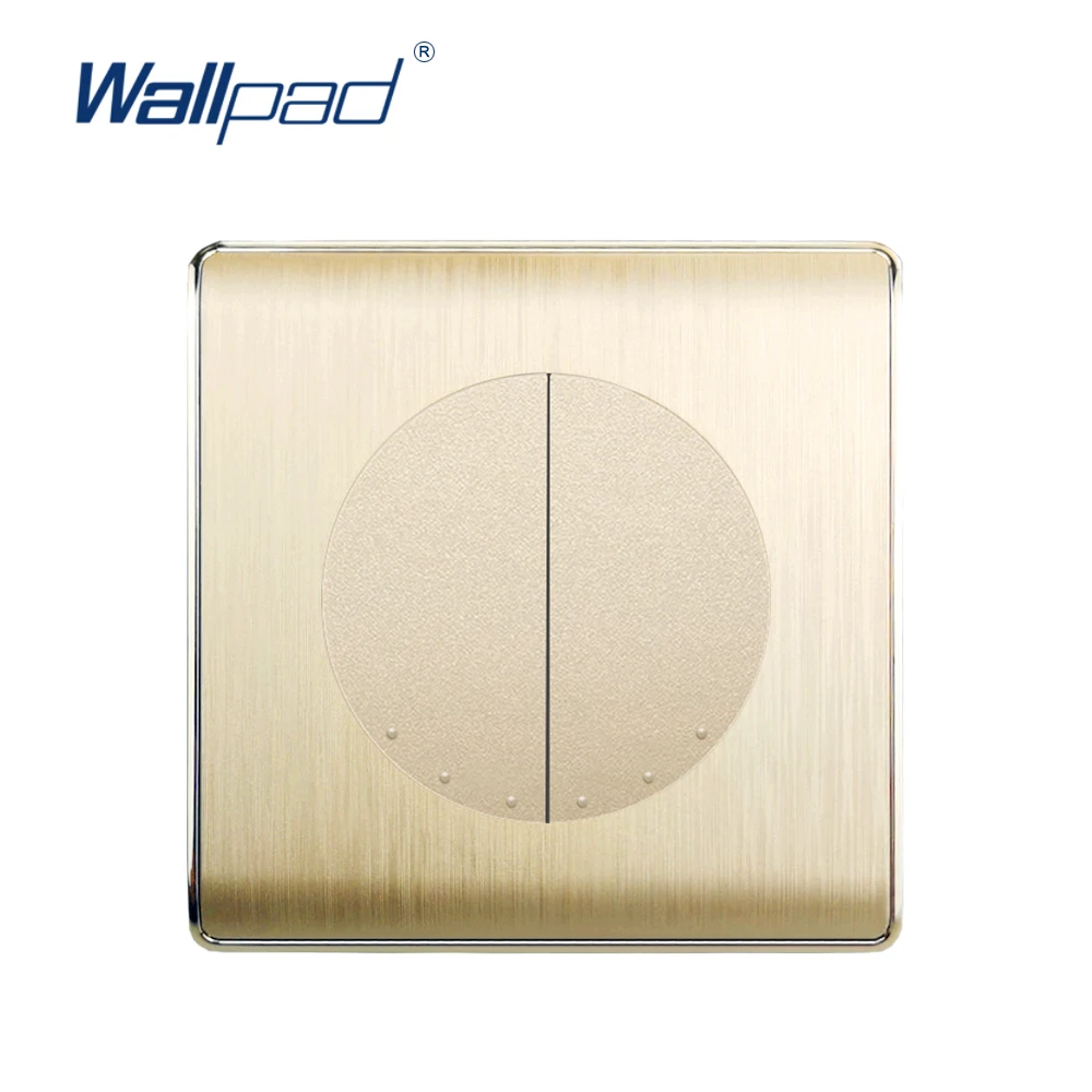 

Wallpad 2 Gang Reset Wall Light Switch Gold PC Brushed Panel For Home
