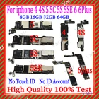 Заводская разблокированная материнская плата без Touch ID для iphone 4 4S 5 5C 5S 5SE 6 6Plus с полными ЧИПАМИ 100% протестированная логическая плата хорошая работа