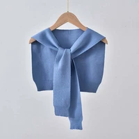 korean woolen knit warm shawl winter female blouse shoulders fake collar cape knotted scarf solid color neck guard scarve o44