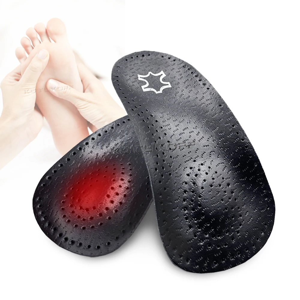 Orthopedic Shoe Sole Insoles For Feet Men/Women Relief Pain Cushion Flat Feet Arch Support Breathable Leather Half Pads Insert