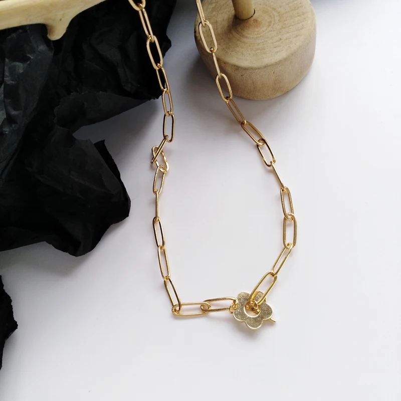 Женское Ожерелье из металлических цветов модное Золотое ожерелье с