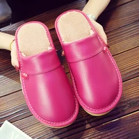 plus size 4546 unisex home slippers women winter pu leather shoes high quality female house slippers short plush shoes 2020