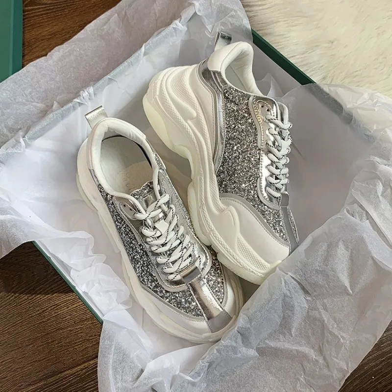 

Модель взрыва Горячая Распродажа блестящая женская повседневная обувь на толстом каблуке средняя подошва удобные дышащие кроссовки для же...