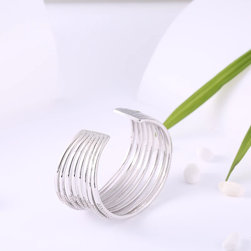 Модные Роскошные штабелируемые манжеты для женщин свадебные ювелирные изделия с