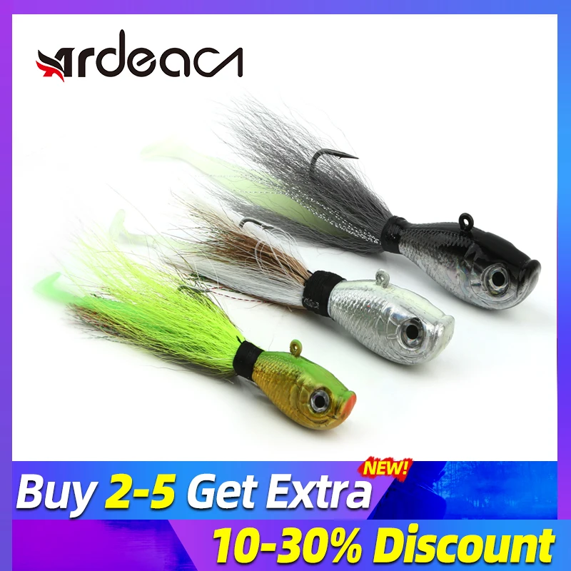 ARDEA Bucktail jig bait fishing Big game Saltwater lead head hook long casting fresh water Fishing Lures | Спорт и развлечения