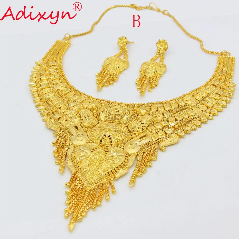 Adixyn модное ожерелье и серьги набор украшений для женщин золотой цвет медь