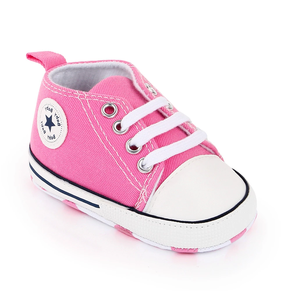 Обувь для малышей нескользящая однотонная парусиновая обувь новорожденных