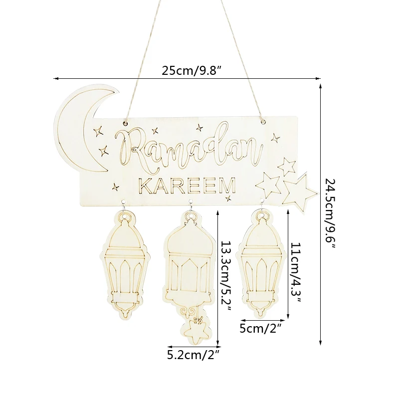 

Eid Mubarak Ramadan Decor Wooden Pendant Ramadan Kareen Wood Craft For Home Door Hanging Decor DIY Islamic Party Wreath Supplies