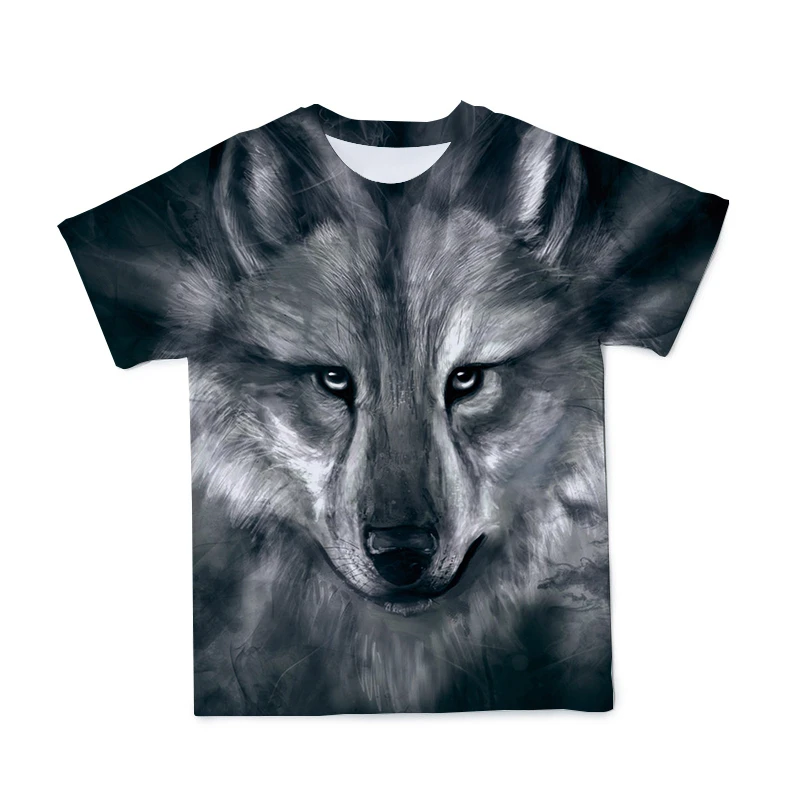 Футболки с принтом Белого Волка детские 3d футболки Прямая поставка Топ Футболка