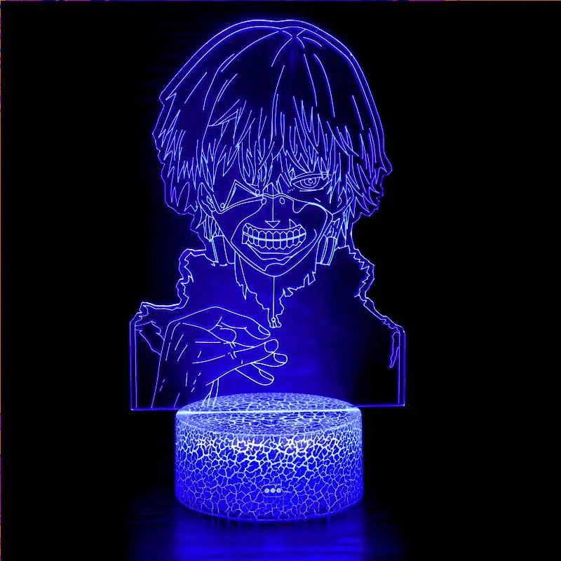 

Kaneki Ken Touka Kirishima 3d Night Light for Anime Tokyo Ghoul PVC Action Figure Awakening Figurine Generation of Dark Jin Muya