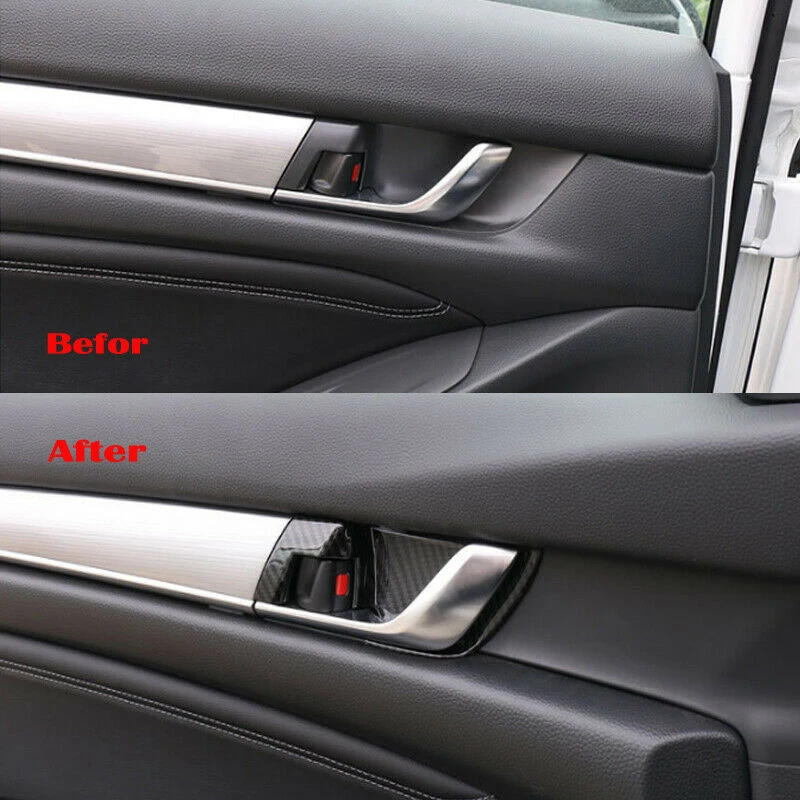 Внутренняя дверная ручка из углеродного волокна Накладка для Honda Accord 2018 2019