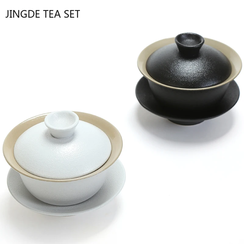 

Black Ceramics Gaiwan Boutique with Cover Teacup Home Handmade Tea Tureen Chinese Tea Ceremony Accessories Customized Tea Sets