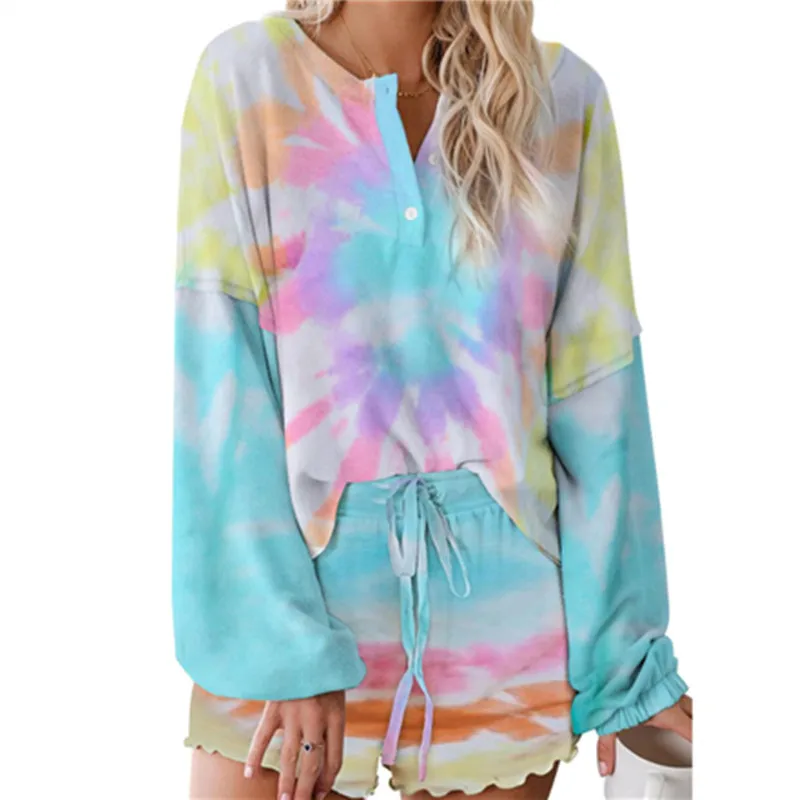 

2021 Popular Women Suits Long Sleeved Tops and Shorts Two Piece Pleated Ruffled Short Casual Suits Hot Set