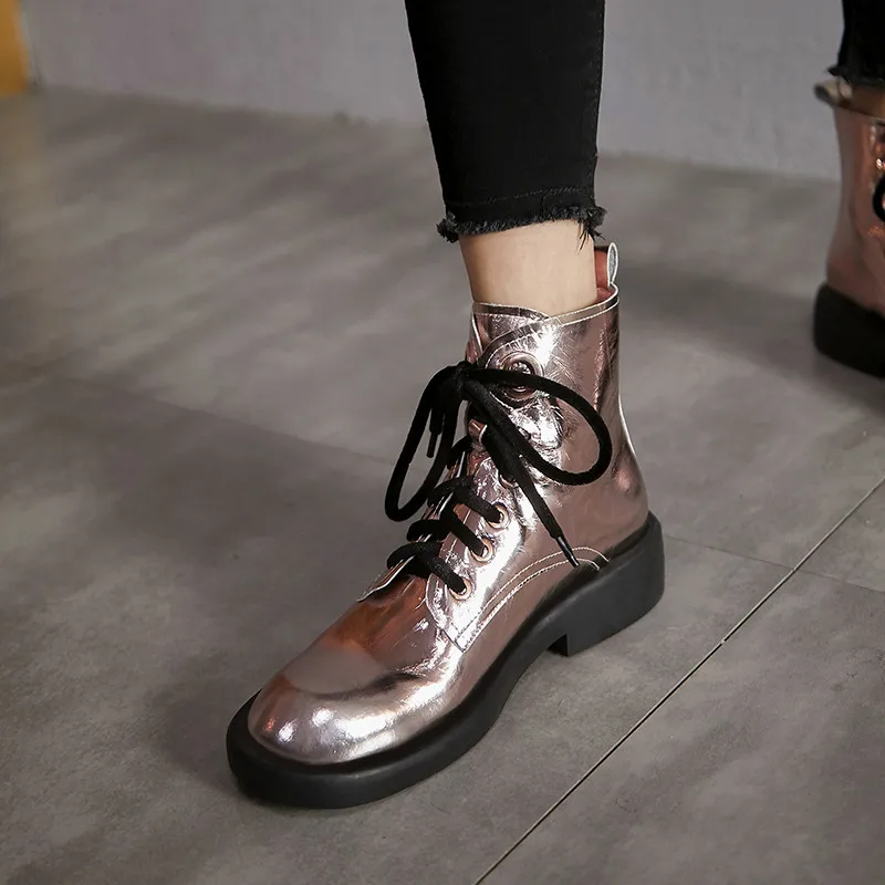 Женские ботинки на толстых каблуках FEDONAS зеленые элегантные из натуральной кожи