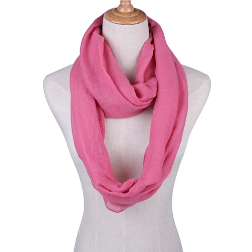 light fuschia Однотонный шарф-светильник с круговой петлей для женщин, шарф-снуд для девушек, шаль, дешевые шарфы - Цвет: light fuschia