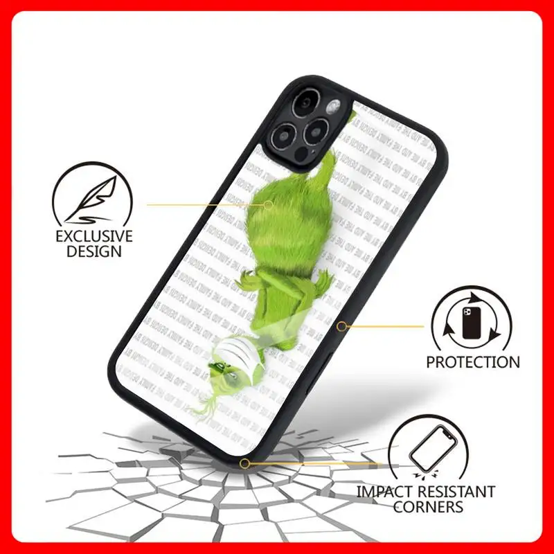 

Green Monster Christmas Phone Case For PC-Iphone 5s Se 6 6s 7 8 11 12 X Xs Pro Plus Mini Max Fundas Cover Smartphone