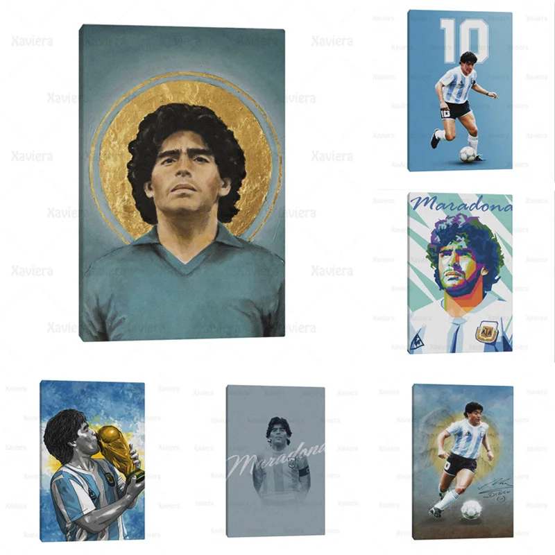 

Diego Maradona Portrait Canvas Painting Football Superstar Art Poster On The Wall Home Decoration Bedroom Sport Player Picture