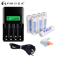 palo 8pcs rechargeable battery aa with lcd charger for aa aaa ni mh ni cd 1 2v battery rechargeable