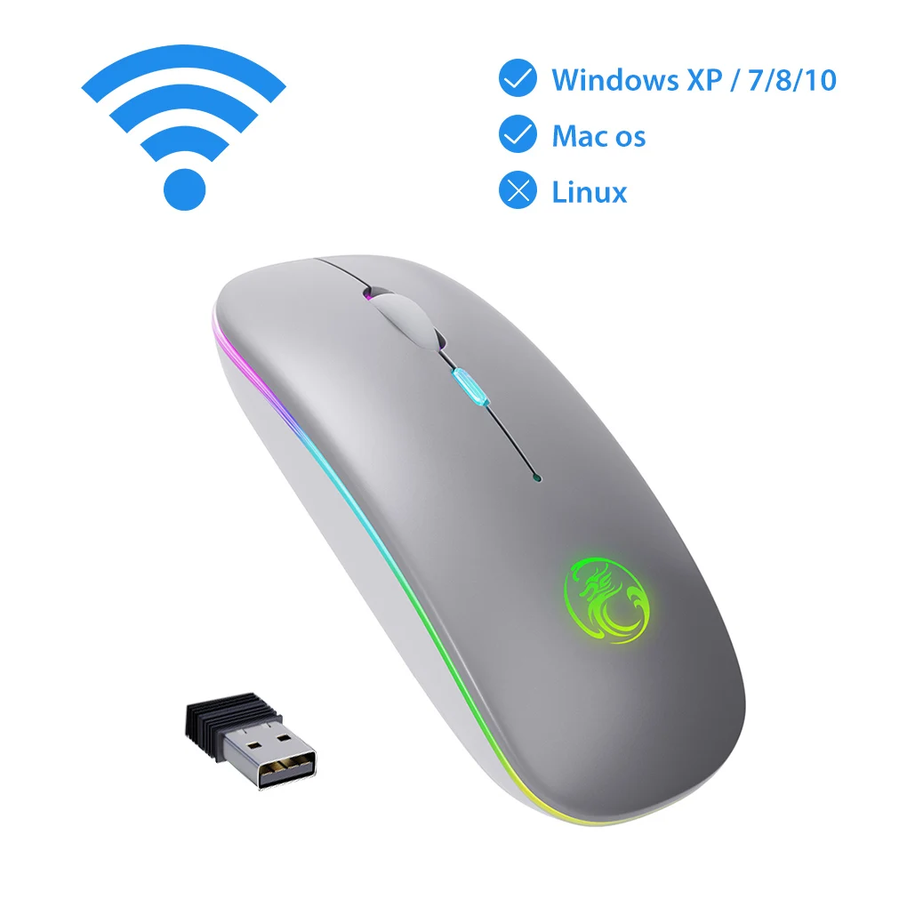 New Rechargeable Wireless Mouse Computer Ergonomic Usb Silent Mause With Backlight RGB Mice For Laptop PC | Компьютеры и офис