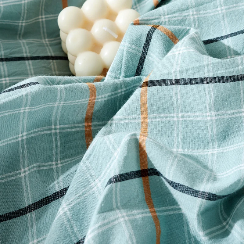 

100% cotton Bedding Set 4 Colors Duvet Cover Bedspreads Green lattice For Home Single Double Bed Cover Sheets Sets on the bed