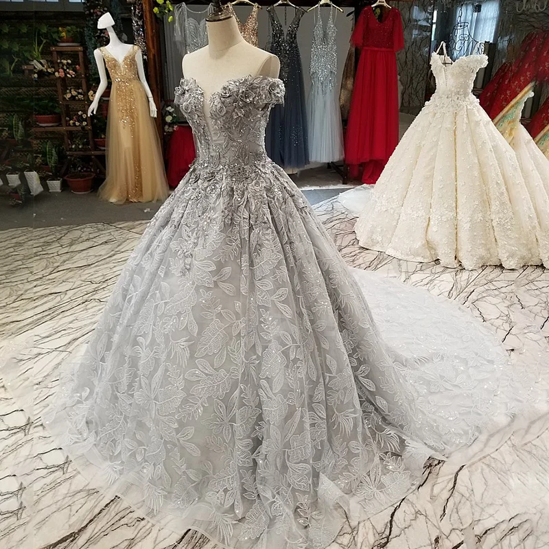 LS04471 старшее серое с открытыми плечами красивое Дешевое Вечернее Платье милое со