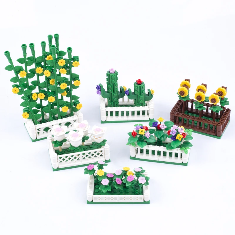 

MOC Farm Flowers Building Blocks Sets Garden City Model Accessories Bricks Children DIY Toy Gift Sunflowers Tulips Cacti Plants