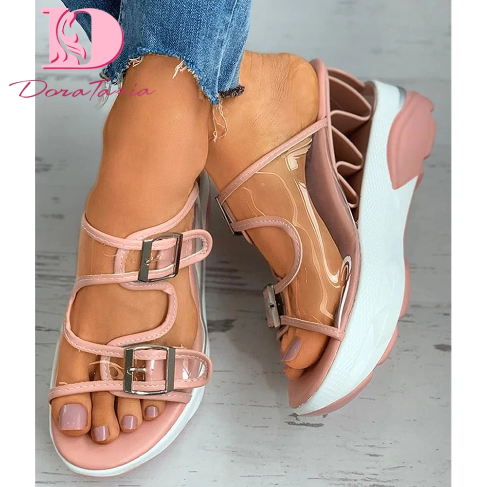 

DoraTasia Large Size 43 Brand New women's Platform Slippers Fashion Lady Wedges High Heels Shoes Woman Casual Party Shoes Woman