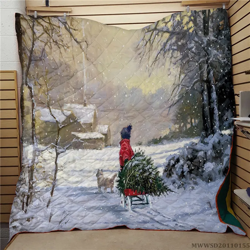 

Домашний текстиль, креативное одеяло, Счастливого Рождества, современный комплект кровати 3D, украшение для спальни, сверхмягкая дышащая кр...