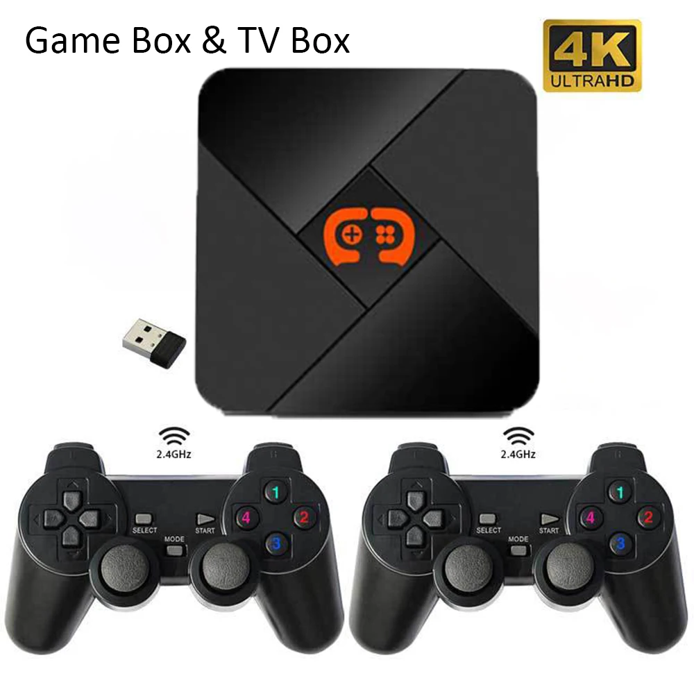 

Wireless Retro Game Console Game Box Built-in 40000+ Classic G-ame 4K HDMI HD Output with 128G TF Card and USB Support WiFi/LAN