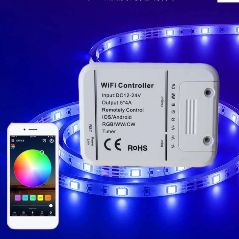 4A * 5 5CH RGB/WW/CW Светодиодный WI-FI Управление DC12-24V IOS Android Smart Link таймер музыка rgb | Лампы