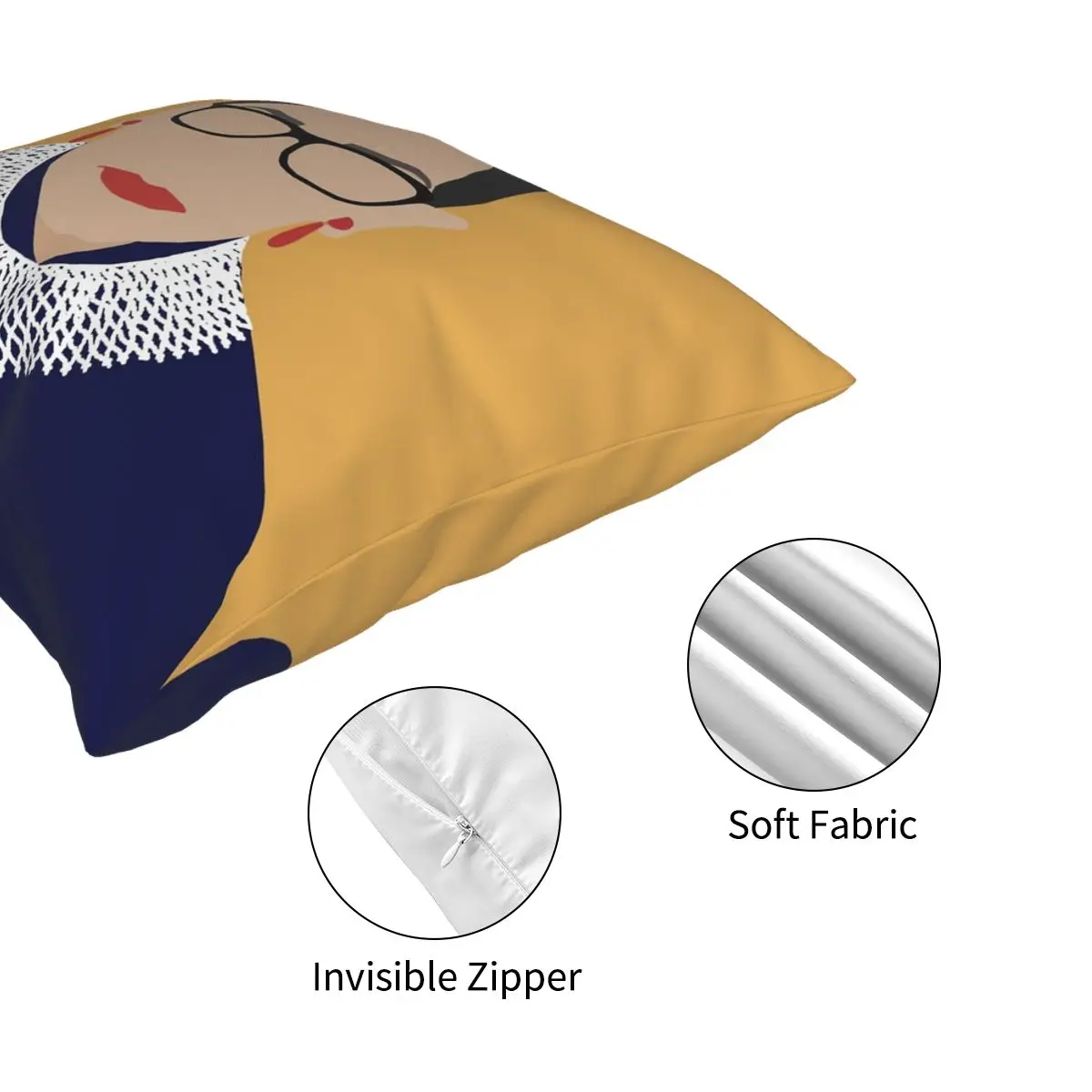

Ruth Bader Ginsburg Square Pillowcase Printed Zip Decorative for Bed Cushion Cover