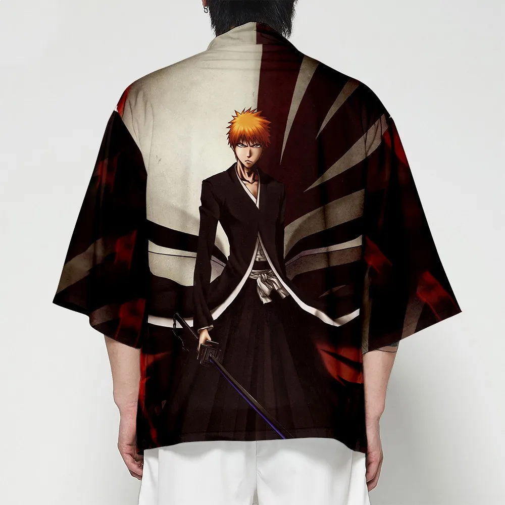 Bleach 3d Japanese style menswear retro cardigan samurai kimono haori japan warrior yukata obi asian coat adult clothes