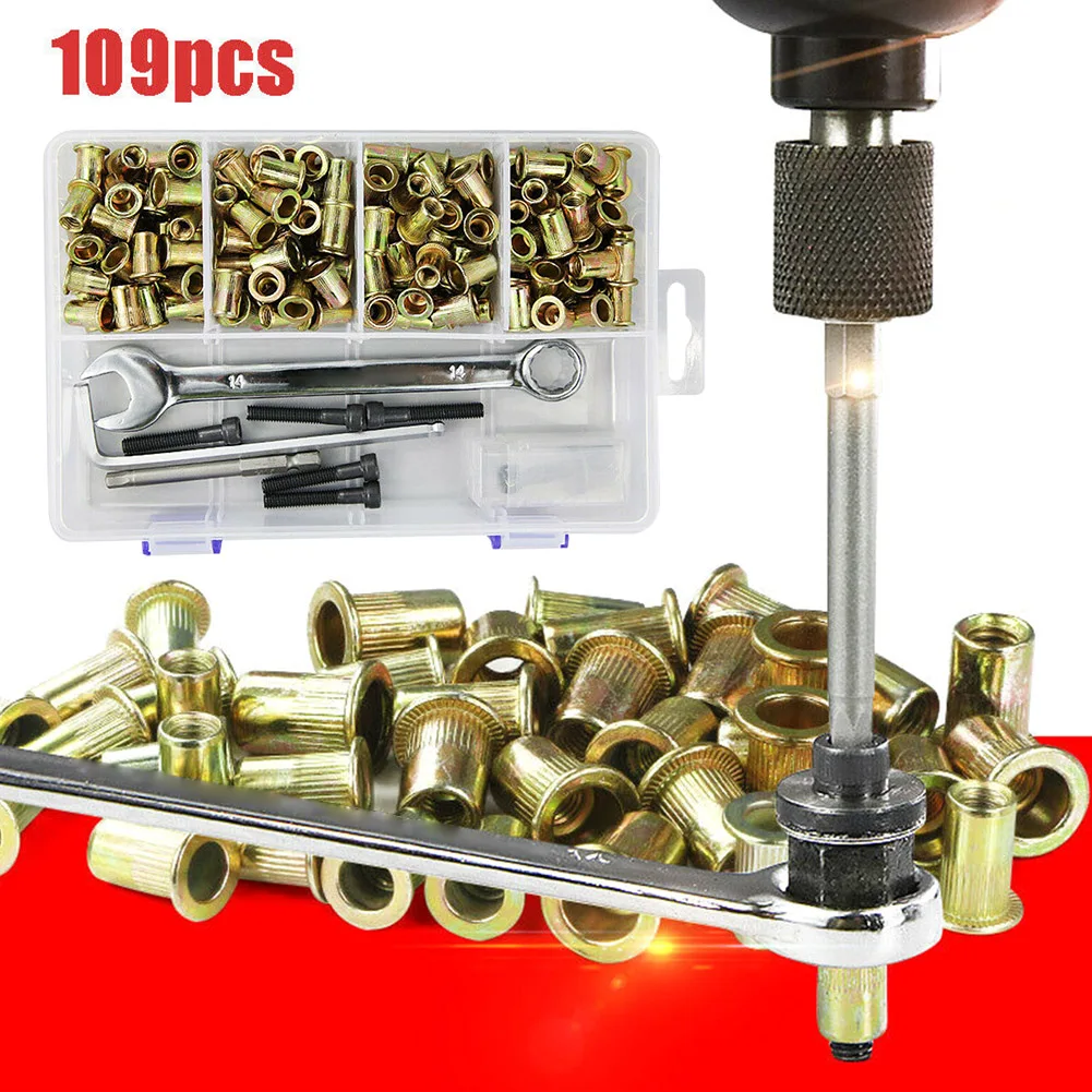 

109pcs/set Nuts Tool Kit Pneumatic DIY Manual Multifunction Practical Electric Rivet Pistola Home Handheld With Spanner Portable