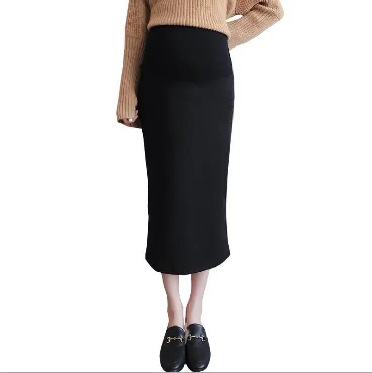 

New Fashion maternity skirts Elastic Waist Belly Long Skirts Side Split Skirts for pregnant woman Autumn A-Line skirts Korean