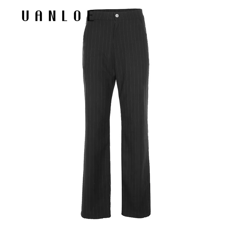 

Black Office Lady Pants Women High Waist Striped Trousers Women 2020 OL Pantalones