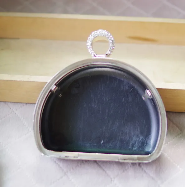 

14X11 Cm Crystal Ring Clasp Metal Purse Frame Box Clutch Minaudiere Metal Frame With Plastic Covers Silver Color Drop Ship